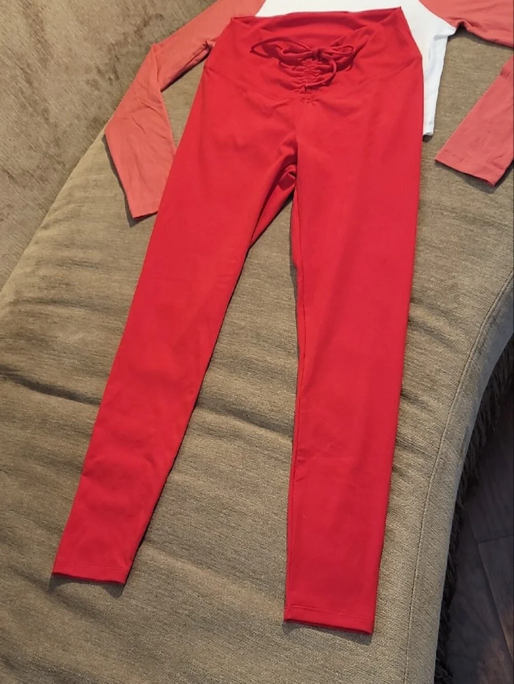 New PINK Victoria's Secret White & Red Logo Activewear Set